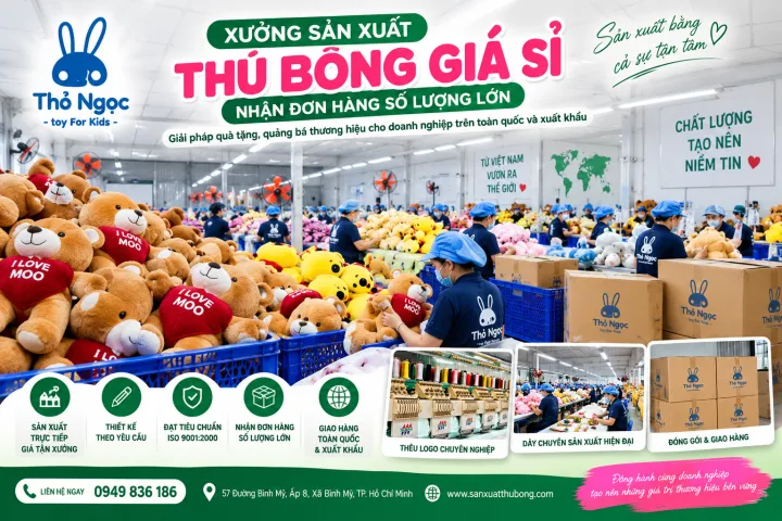 Xưởng sản xuất thú bông giá sỉ, nhận đơn hàng lớn