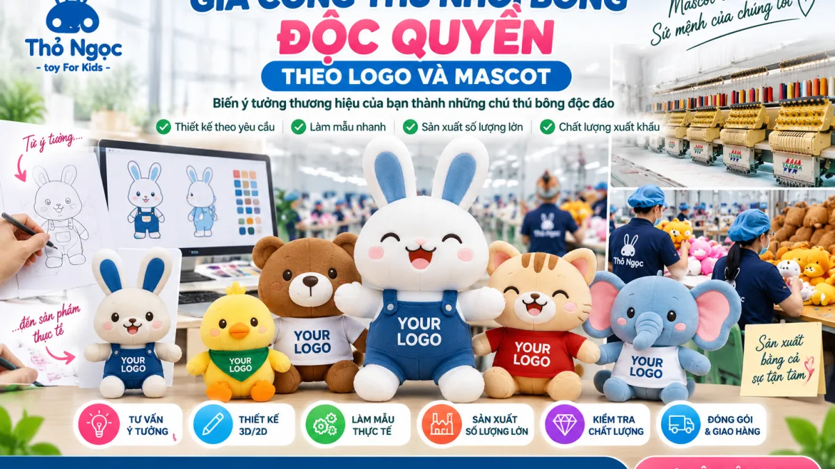 Gia công thú nhồi bông độc quyền theo logo & mascot